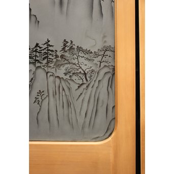 山水図 エッチングガラス戸 4枚1組　GD1101 