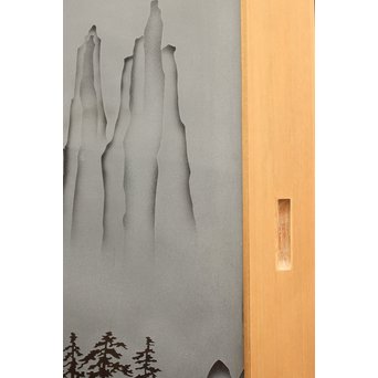 山水図 エッチングガラス戸 4枚1組　GD1101 