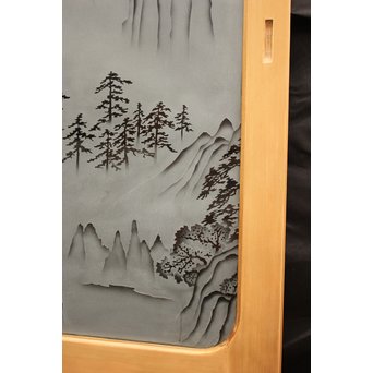 山水図 エッチングガラス戸 4枚1組　GD1101 