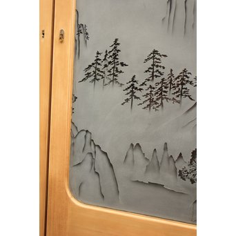 山水図 エッチングガラス戸 4枚1組　GD1101 