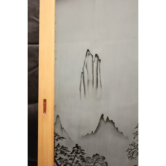 山水図 エッチングガラス戸 4枚1組　GD1101 