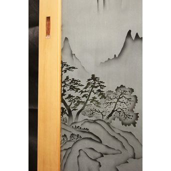 山水図 エッチングガラス戸 4枚1組　GD1101 