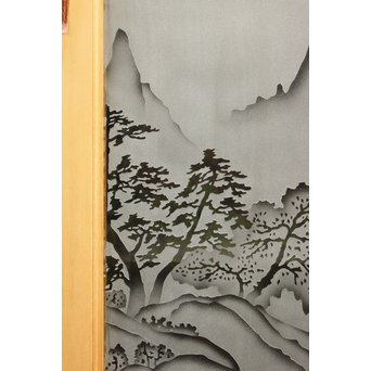 山水図 エッチングガラス戸 4枚1組　GD1101 