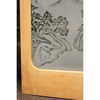 山水図 エッチングガラス戸 4枚1組　GD1101 