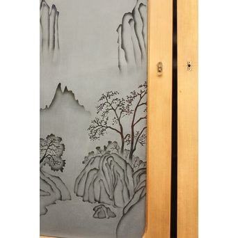山水図 エッチングガラス戸 4枚1組　GD1101 