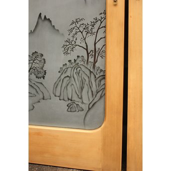 山水図 エッチングガラス戸 4枚1組　GD1101 