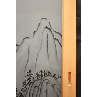山水図 エッチングガラス戸 4枚1組　GD1101 
