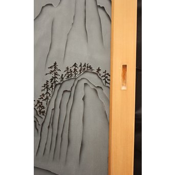 山水図 エッチングガラス戸 4枚1組　GD1101 