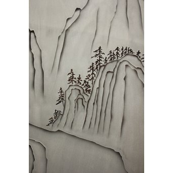 山水図 エッチングガラス戸 4枚1組　GD1101 