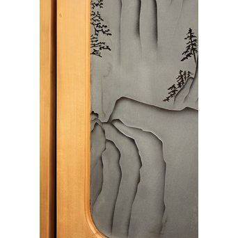 山水図 エッチングガラス戸 4枚1組　GD1101 