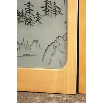 山水図 エッチングガラス戸 4枚1組　GD1101 