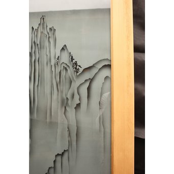 山水図 エッチングガラス戸 4枚1組　GD1101 