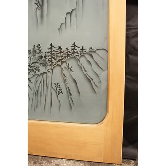 山水図 エッチングガラス戸 4枚1組　GD1101 