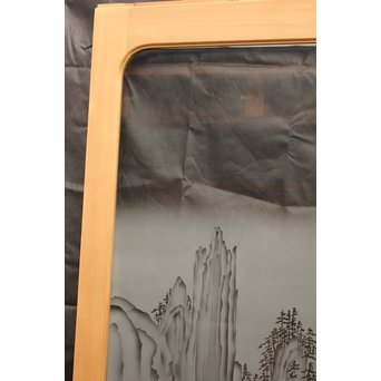 山水図 エッチングガラス戸 4枚1組　GD1101 