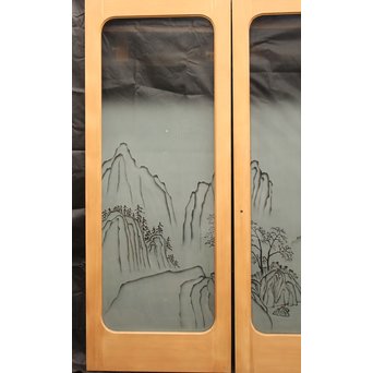 山水図 エッチングガラス戸 4枚1組　GD1101 