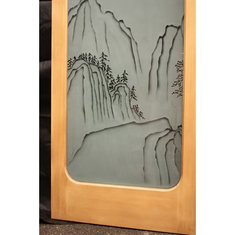 山水図 エッチングガラス戸 4枚1組　GD1101 