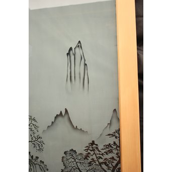 山水図 エッチングガラス戸 4枚1組　GD1101 