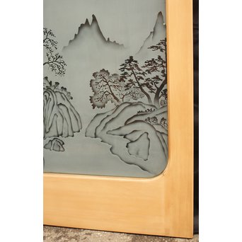 山水図 エッチングガラス戸 4枚1組　GD1101 