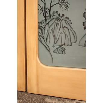 山水図 エッチングガラス戸 4枚1組　GD1101 