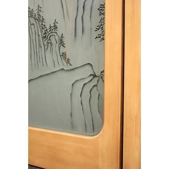 山水図 エッチングガラス戸 4枚1組　GD1101 