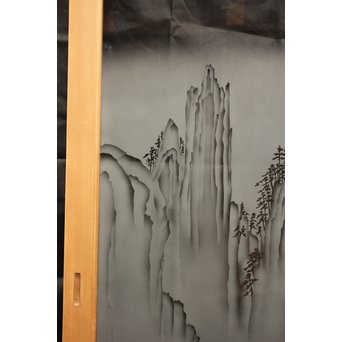 山水図 エッチングガラス戸 4枚1組　GD1101 