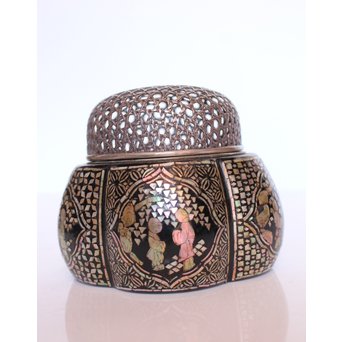 阿古陀型 螺鈿/青貝入香炉　Q002 