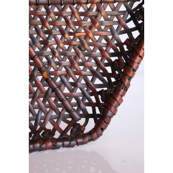 人間国宝 飯塚小玕斎 六角竹編籠　U009 