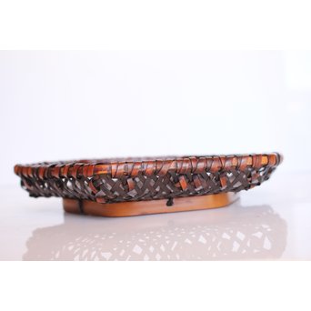 人間国宝 飯塚小玕斎 六角竹編籠　U009 