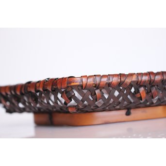 人間国宝 飯塚小玕斎 六角竹編籠　U009 