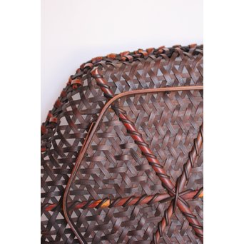 人間国宝 飯塚小玕斎 六角竹編籠　U009 