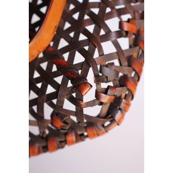 人間国宝 飯塚小玕斎 六角竹編籠　U009 