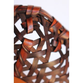 人間国宝 飯塚小玕斎 六角竹編籠　U009 