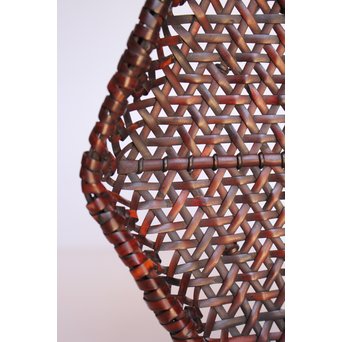 人間国宝 飯塚小玕斎 六角竹編籠　U009 