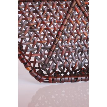 人間国宝 飯塚小玕斎 六角竹編籠　U009 