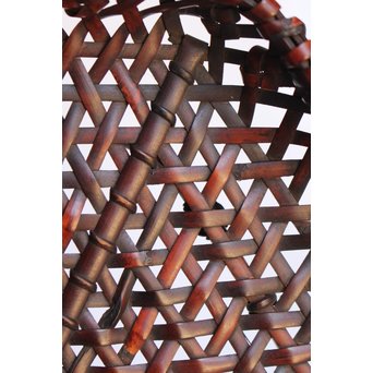 人間国宝 飯塚小玕斎 六角竹編籠　U009 