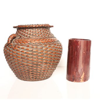 二代 飯塚鳳斎 竹花籠　U011 