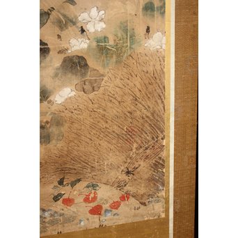 倣 俵屋宗達[伊年印] 草花図 時代屏風一双　Z010 