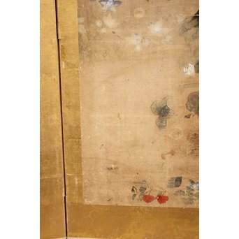 倣 俵屋宗達[伊年印] 草花図 時代屏風一双　Z010 