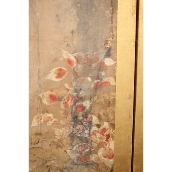 倣 俵屋宗達[伊年印] 草花図 時代屏風一双　Z010 