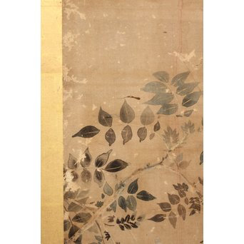 倣 俵屋宗達[伊年印] 草花図 時代屏風一双　Z010 