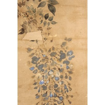 倣 俵屋宗達[伊年印] 草花図 時代屏風一双　Z010 