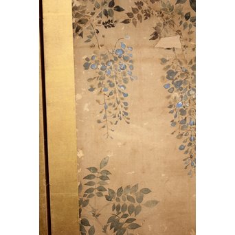 倣 俵屋宗達[伊年印] 草花図 時代屏風一双　Z010 