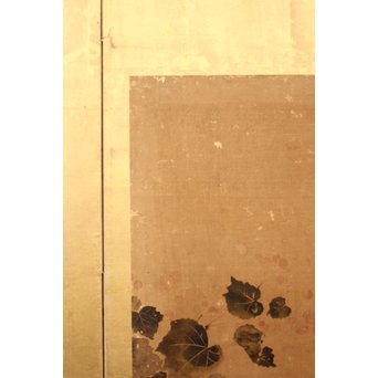 倣 俵屋宗達[伊年印] 草花図 時代屏風一双　Z010 