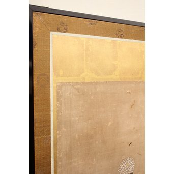 倣 俵屋宗達[伊年印] 草花図 時代屏風一双　Z010 