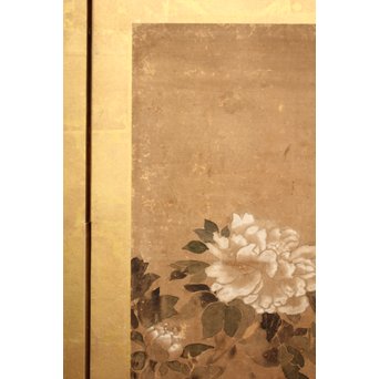 倣 俵屋宗達[伊年印] 草花図 時代屏風一双　Z010 