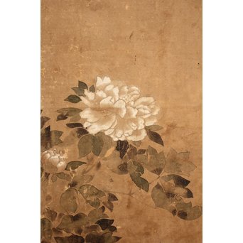 倣 俵屋宗達[伊年印] 草花図 時代屏風一双　Z010 