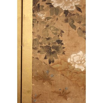 倣 俵屋宗達[伊年印] 草花図 時代屏風一双　Z010 