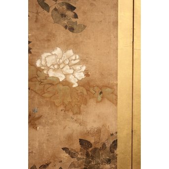 倣 俵屋宗達[伊年印] 草花図 時代屏風一双　Z010 