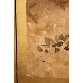 倣 俵屋宗達[伊年印] 草花図 時代屏風一双　Z010 