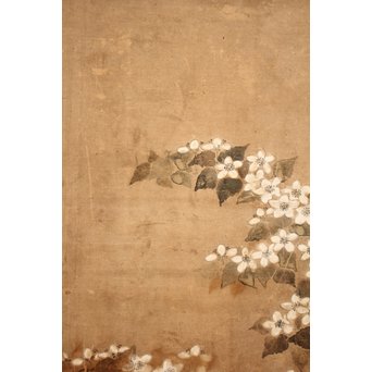 倣 俵屋宗達[伊年印] 草花図 時代屏風一双　Z010 